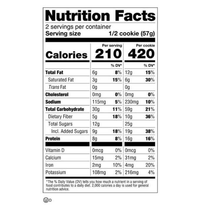 Lenny & Larry's - The Complete Cookie® Chocolate Chip, 113g - nutrition facts
