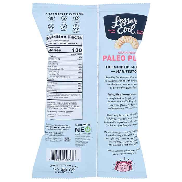 Lesser Evil - Organic Paleo Puffs - Himalayan Pink Salt, 28g - back