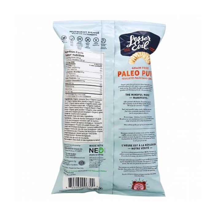 Lesser Evil - Organic Paleo Puffs - "No Cheese" Cheesiness, 142g - back