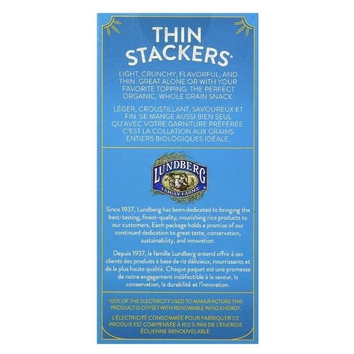 Lundberg - Thin Stackers® Brown Rice, Low Salt, 167g - back