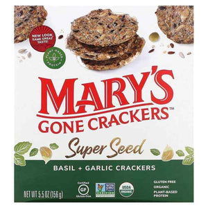 Mary's Gone Crackers - Super Seed Basil & Garlic Crackers, 5.5 Oz
