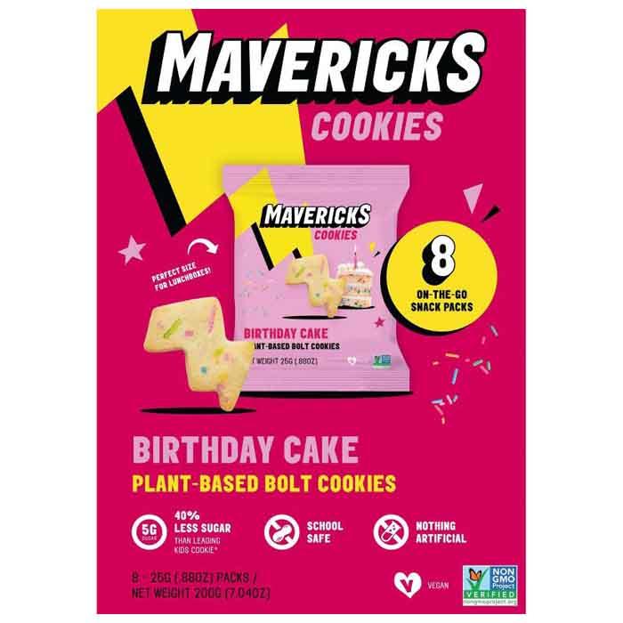 Mavericks - Plant-Based Bolt Cookies, Birthday Cake (8x25g)