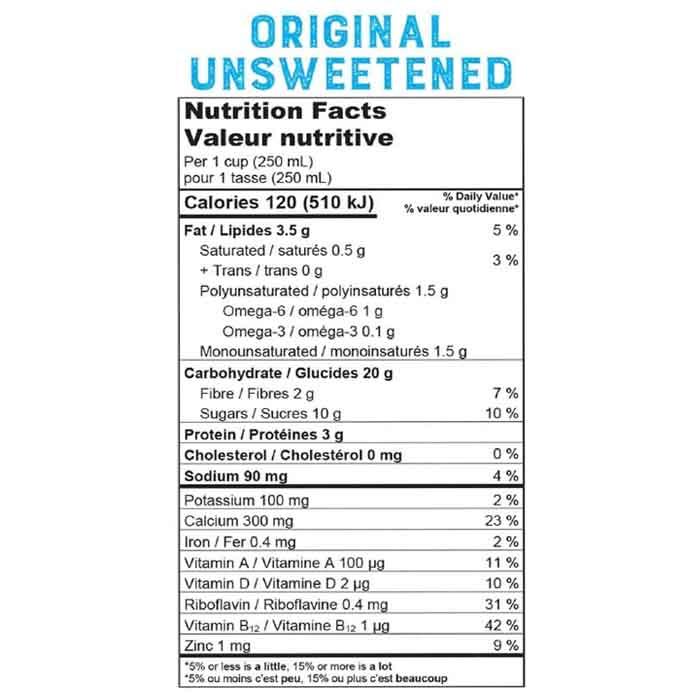 Natura - Organic Gluten-Free Oat Beverage Unsweetened Original, 946ml - Back