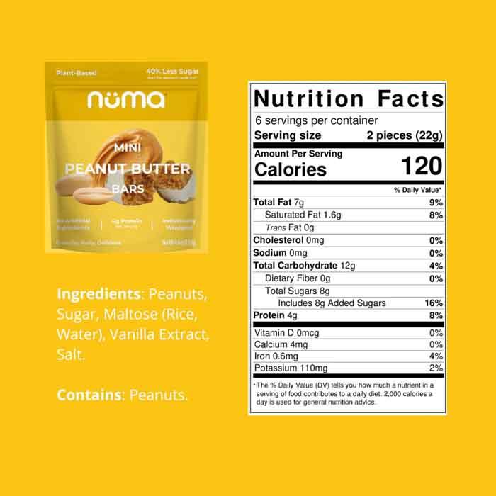 Numa - Mini Peanut Butter Bars - Peanut Butter, 132g - back