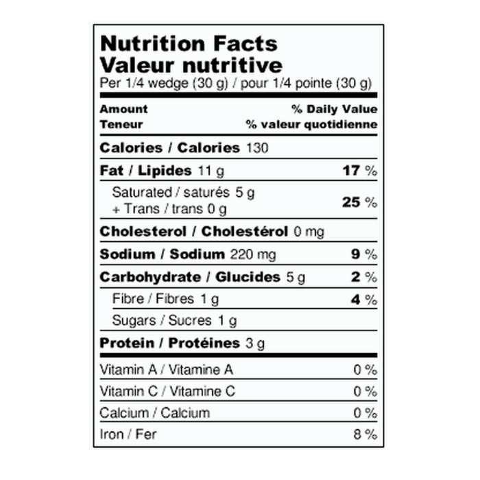 Nuts for Cheese - Artichoke and Herb Cashew Cheese, 120g - nutrition facts