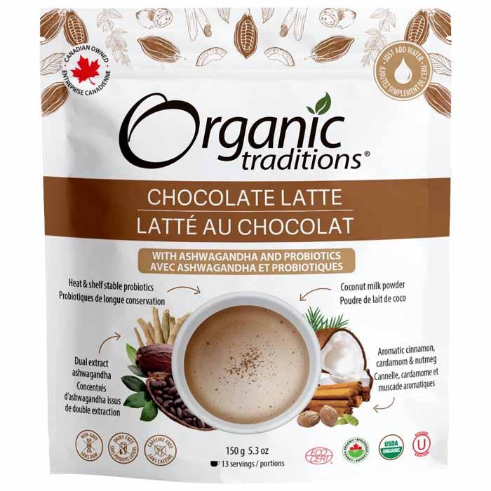 Organic Traditions - Organic Chocolate Latte with Ashwagandha & Probiotics, 150g