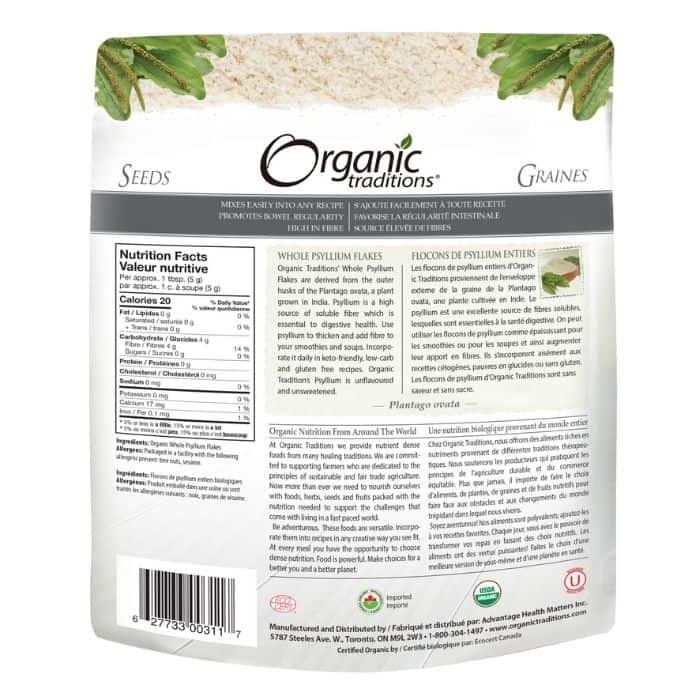 Organic Traditions - Whole Psyllium Flakes, 340g -back