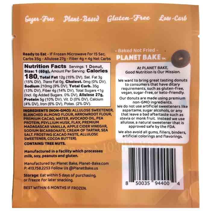 Planet Bake - Sugar-Free Donuts (GF) - Dark Chocolate, 60g - back