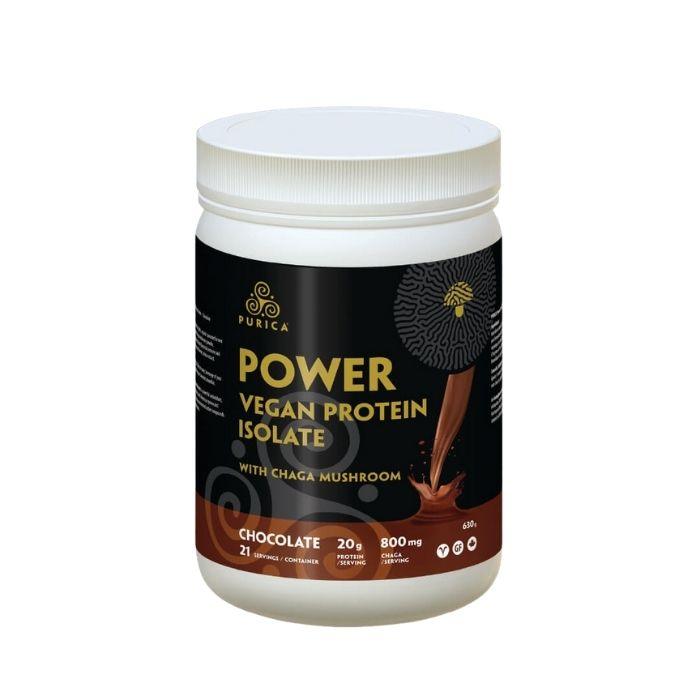 Purica - Power Vegan Protein Isolate with Chaga Mushroom chocolate, 630g - front