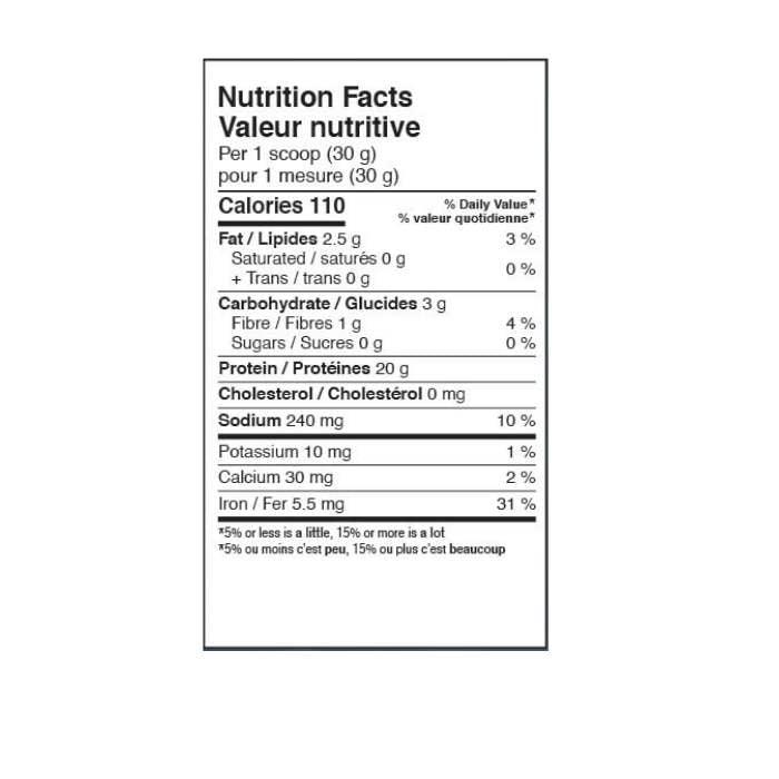 Purica - Power Vegan Protein Isolate with Chaga Mushroom Natural Vanilla - nutrition facts