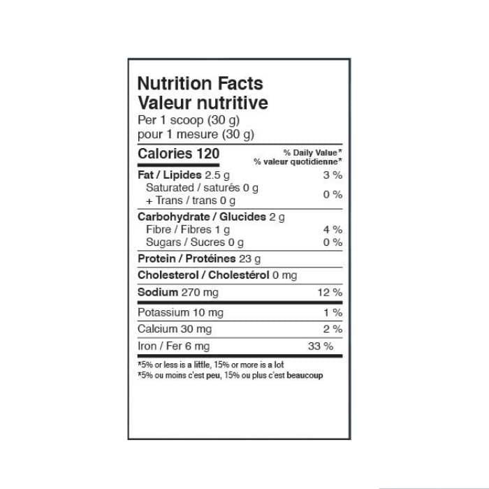 Purica - Power Vegan Protein Isolate with Chaga Mushroom Natural, 630g - nutrition facts