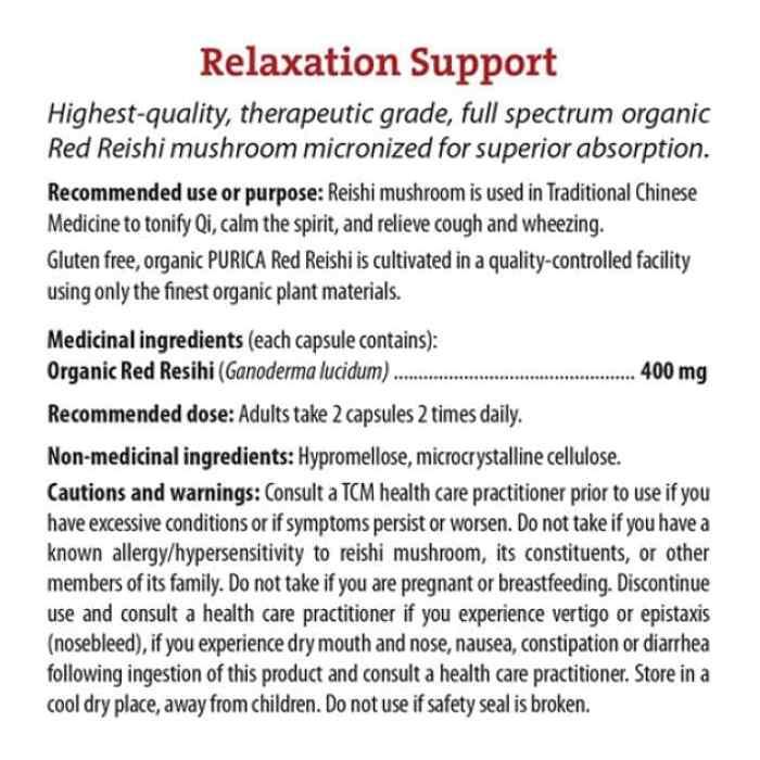 Purica - Red Reishi 120 capsules - back