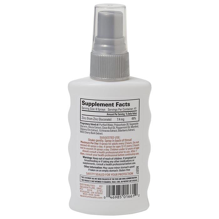 Quantum Health - TheraZinc Immune Support Throat Spray (Peppermint) ,59ml  - back