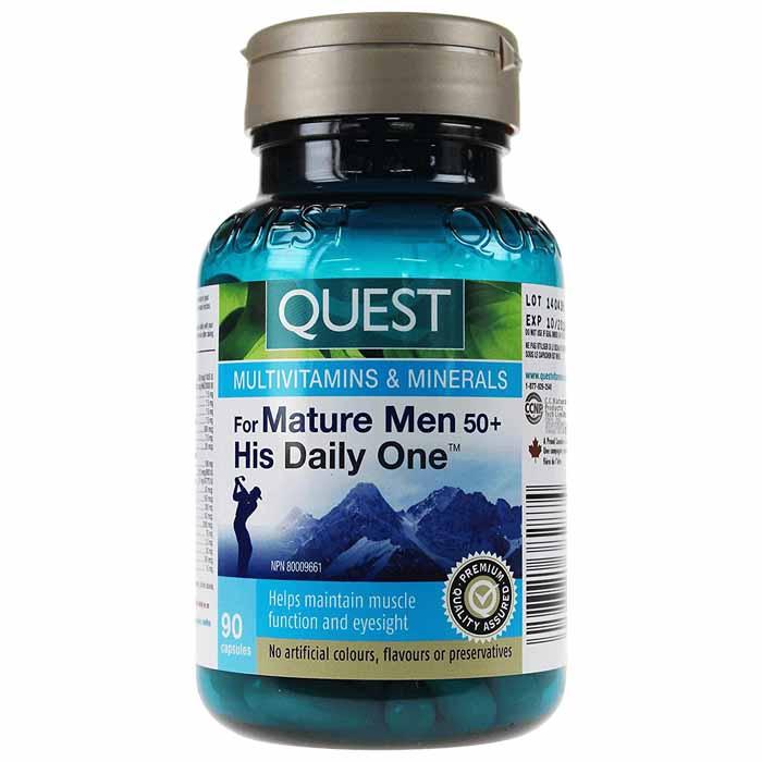 Quest - His Daily One For Men - For Mature Men (50+), 90 Capsules 