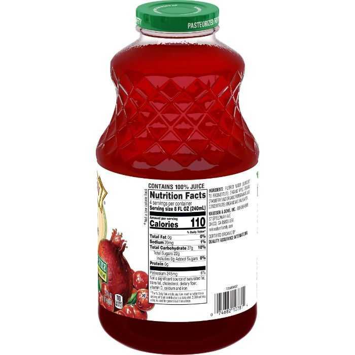 R.W. Knudsen Family - Organic Just Pomegranate Cranberry Juice, 946ml back