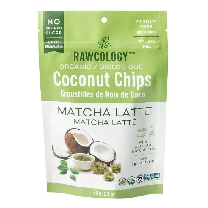 Rawcology - Organic Superfood Matcha Latte Coconut Chips, 70g  - front