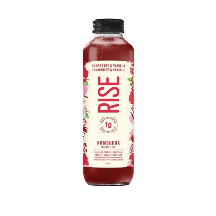 RISE -Raspberry & Vanilla Kombucha, 414ml - Front