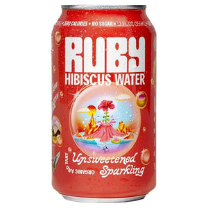 Ruby Hibiscus Water - Organic Sparkling Ruby Hibiscus Water Unsweetened, 355ml
