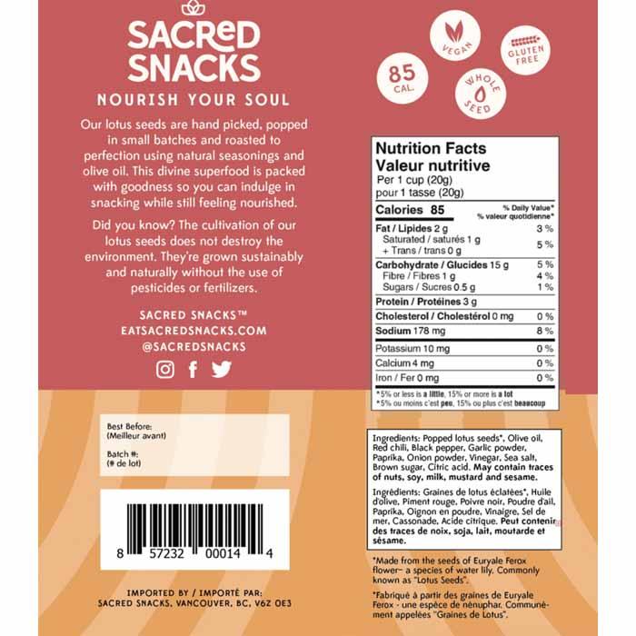 Sacred Foods - Popped Lotus Seeds - Sweet Thai Chilli, 20g - back