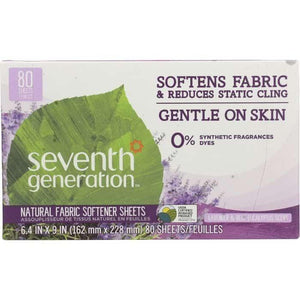 Seventh Generation - Fabric Softener Sheets, Blue Eucalyptus & Lavender, 80ct