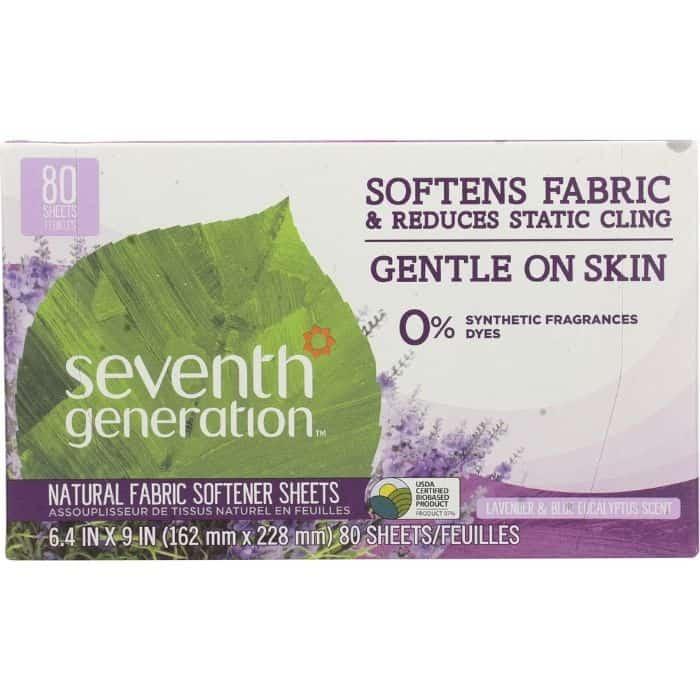 Seventh Generation - Fabric Softener Sheets, Blue Eucalyptus & Lavender - front