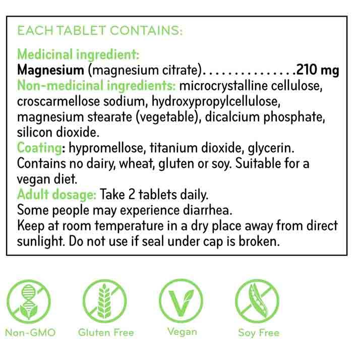 Sisu - Mag Citrate 210mg, 180 Tablets - back