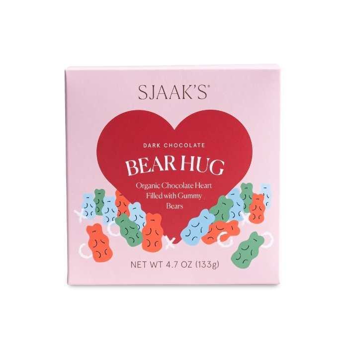 Sjaak's Organic Chocolates - "Bear Hug" - Chocolate Heart Filled with Gummies, 133g