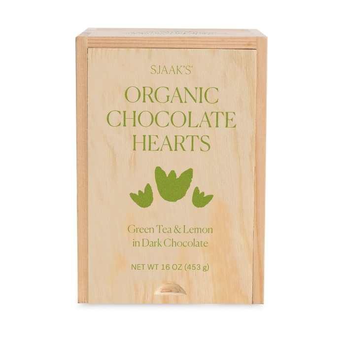Sjaak's Organic Chocolates - Green Tea & Lemon Dark Chocolate Heart Bite, 453g 
