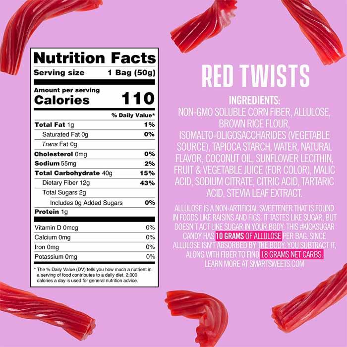 SmartSweets - Red Twists Berry Punch, 1.8oz - back