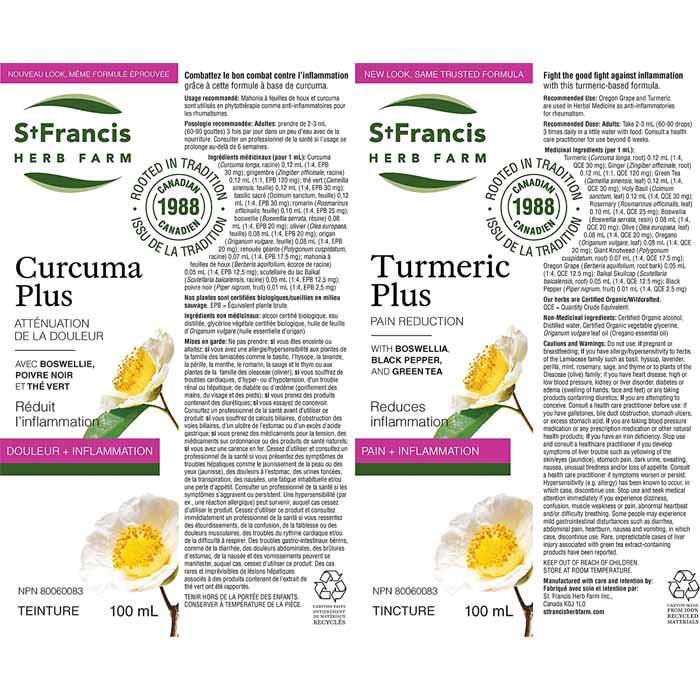 St. Francis Herb Farm - Turmeric Plus Tincture, 50ml - back