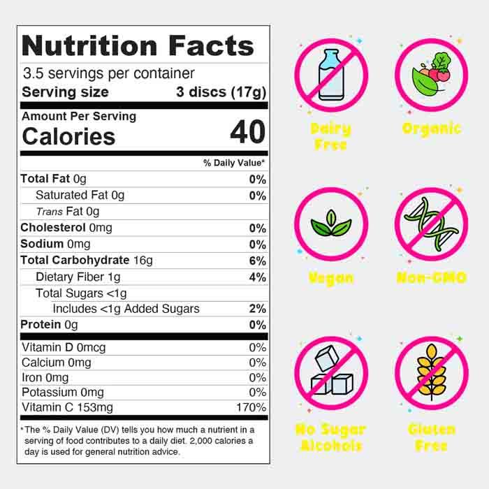 Suckerz - Organic Hard Candy Pieces, 55g - back