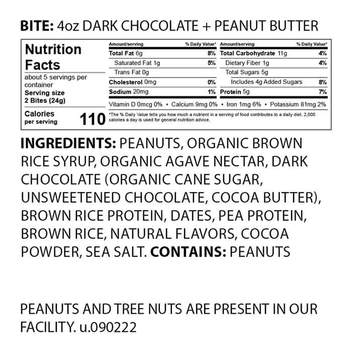 The Gfb - Gluten Free Bites Dark Chocolate, 113g Peanut Butter - back
