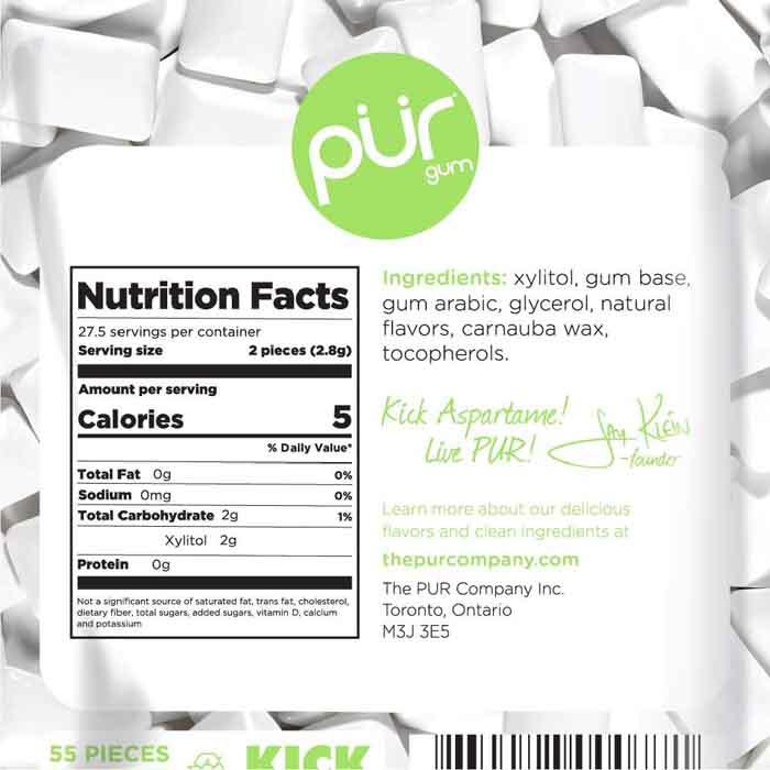 The PUR Company Inc. - Pur Gum Coolmint 55 Pieces, 77g - back
