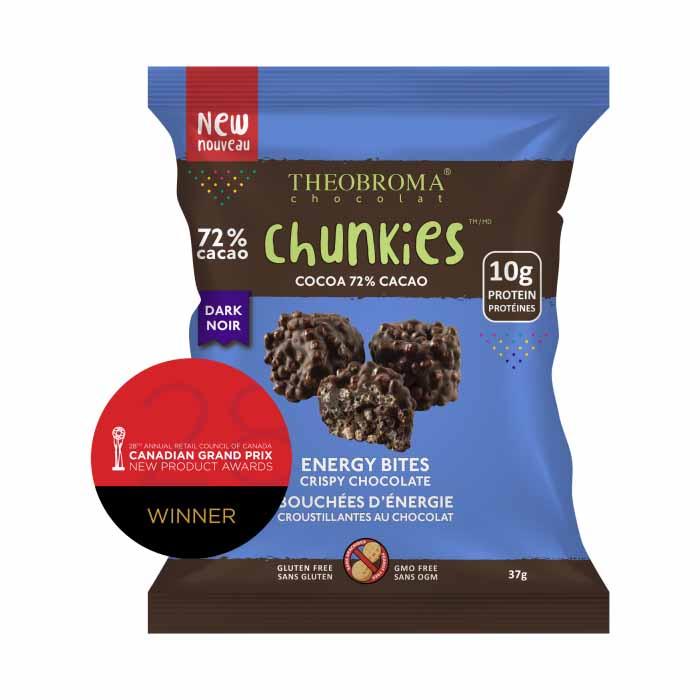 Theobroma Chocolat Chunkies Energy Bites Crispy Chocolate Cocoa 72 %, 37g