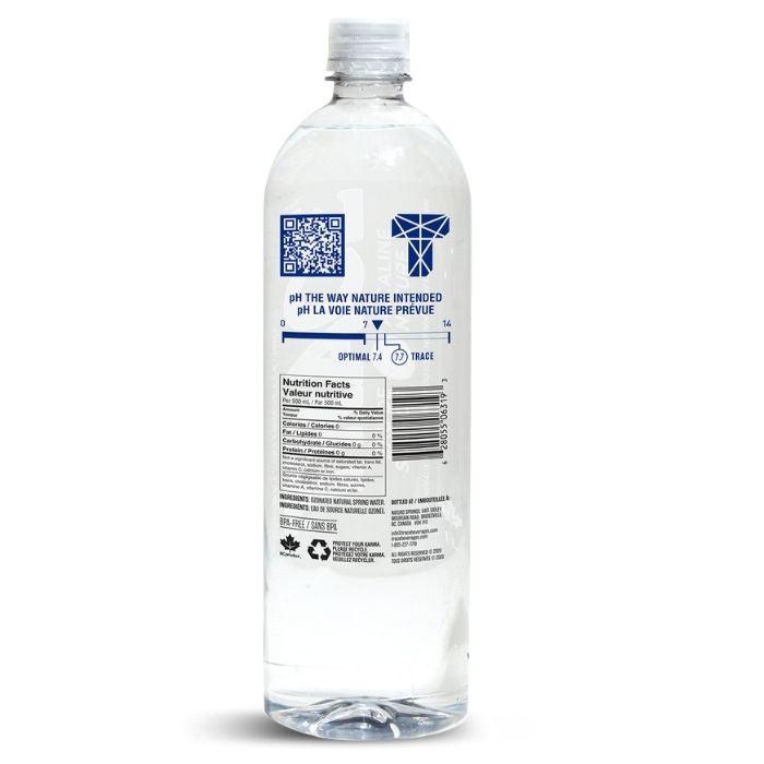 Trace Wellness - Natural Alkaline Spring Water 7.7pH, 1L - back