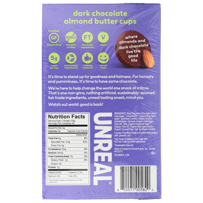 Unreal - Dark Chocolate Almond Butter Cups ,0.53oz - back
