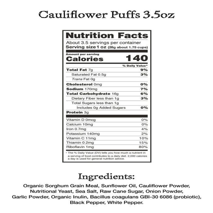 Vegan Rob´s - Cauliflower Puffs, 3.5 Oz- Pantry 3