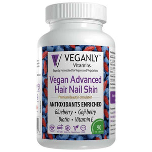 Veganly Vitamins - Advanced Hair Nail Skin - Antioxidants Enriched, 90 Capsules
