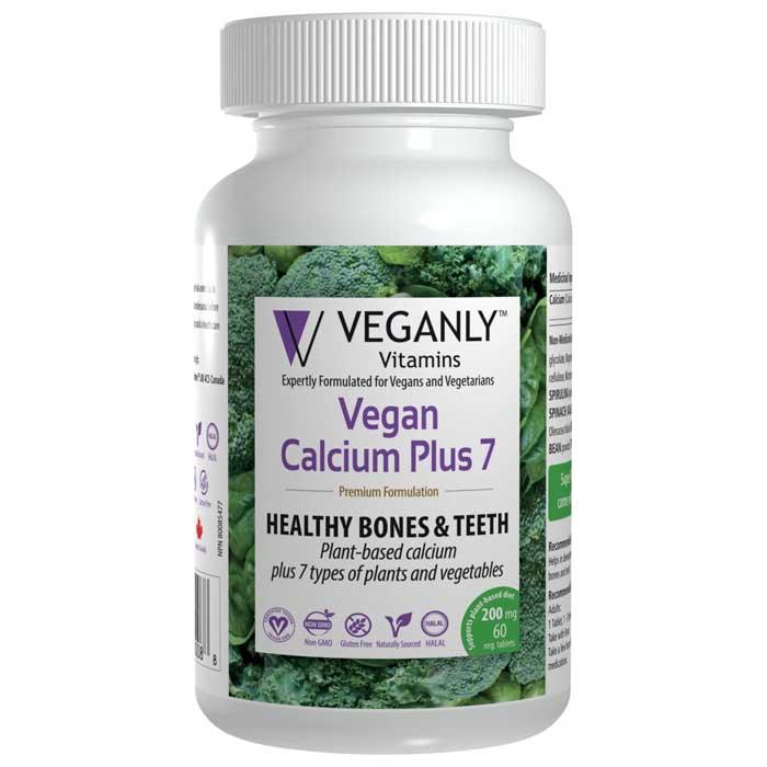 Veganly Vitamins - Healthy Bones & Teeth Calcium Plus 7, 60 Capsules