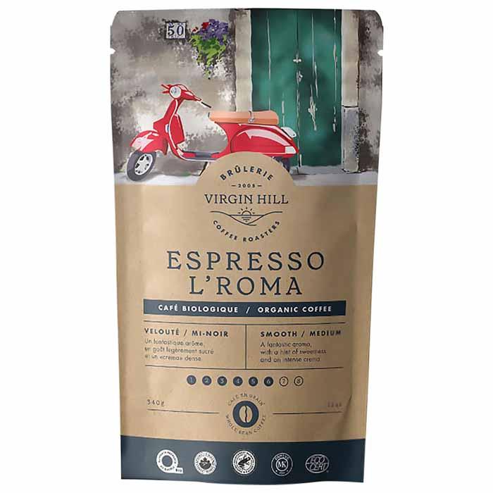 Virgin Hill - Organic Espresso L'Roma Coffee Beans, 340g