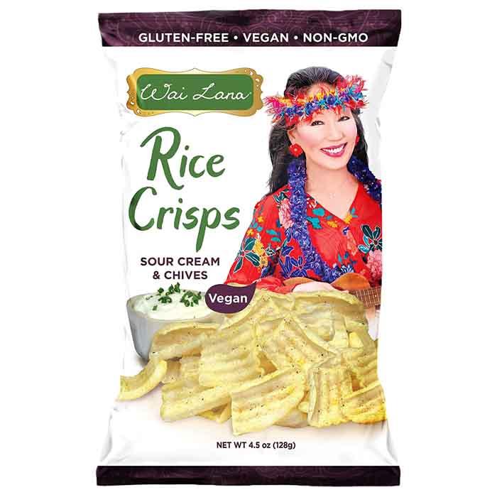 Wai Lana Snacks - Veggie & Rice Chips - Rice Crisps-Sour Cream & Chives (Vegan), 128g