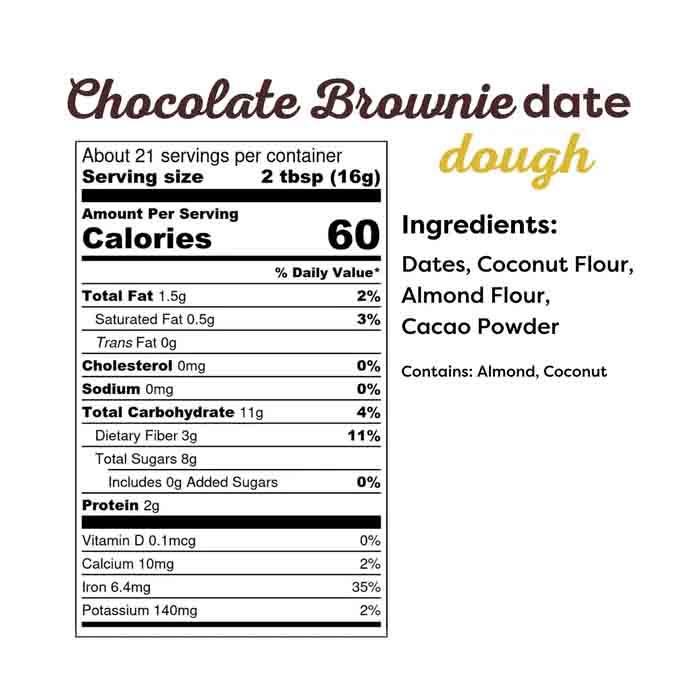 Wanna Date - Date Dough Chocolate Brownie, 340g - Back
