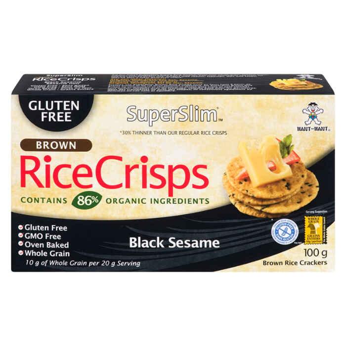 Want Want - SuperSlim Brown Rice Crisps, 100g | Black Sesame