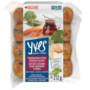 Yves - Veggie Cuisine Breakfast Sausage Canadian Maple Veggie 4 Vegan Sausages, 212g