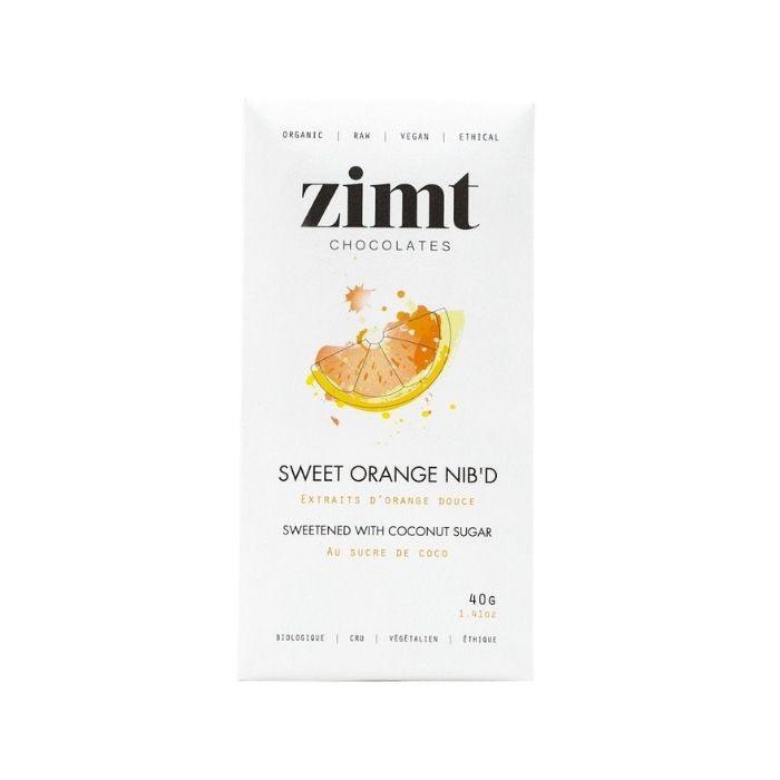 Zimt Chocolates - Raw Vegan Nib'd Chocolate Bars - Sweet Orange and coca nibs