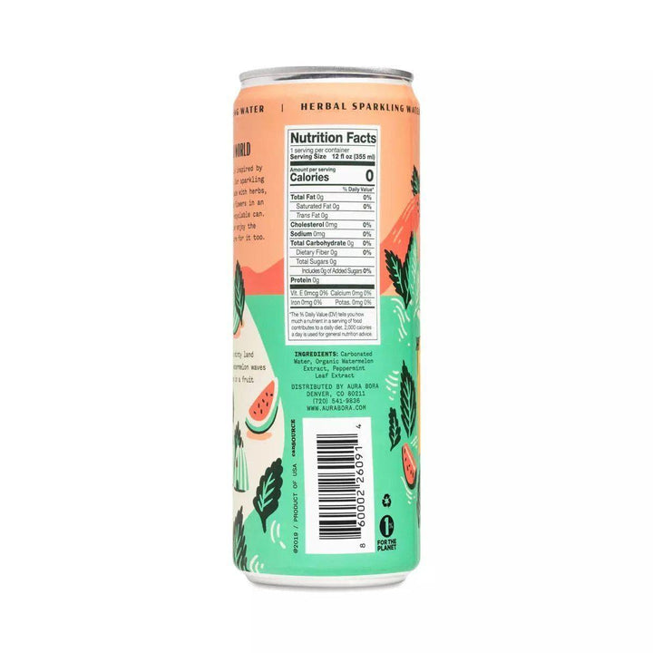 Aura Bora – Peppermint Watermelon Sparkling Water, 12 oz | Pack of 12- Pantry 2