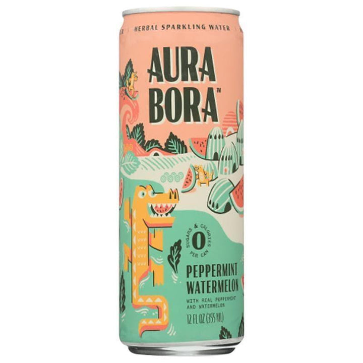 Aura Bora – Peppermint Watermelon Sparkling Water, 12 oz | Pack of 12- Pantry 1