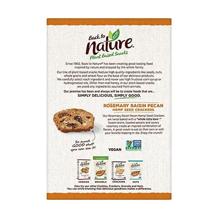 Back to Nature – Rosemary Raisini Pecan Hemp Seed Crackers, 5.25 Oz- Pantry 3