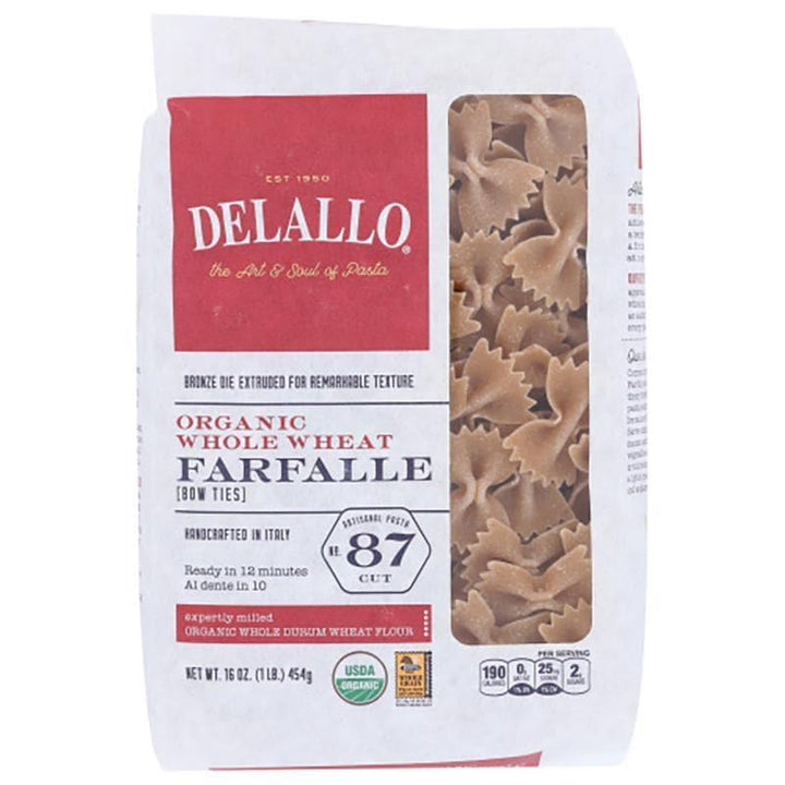 Delallo – Pasta Whole Wheat Farfalle, 16 oz- Pantry 1
