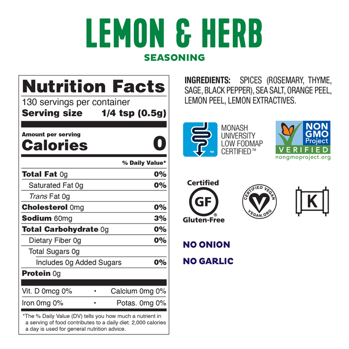 Fody Food Co – Lemon Herb Seasoning, 2.29 oz- Pantry 2